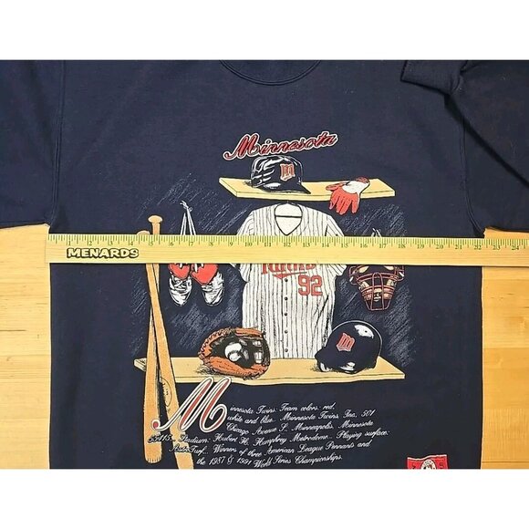 VTG Minnesota Twins Locker Room Sweatshirt Adult Size Large Nutmeg Mills 1992 - Picture 4 of 12